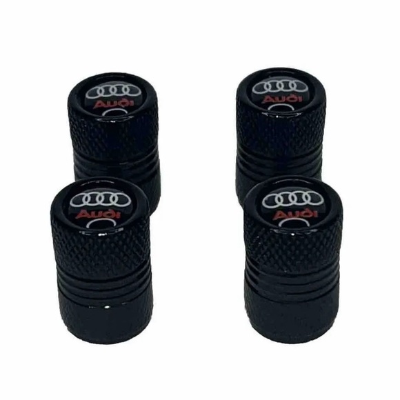 Audi Tire Valve Caps, Valve Stem Caps Pack Of 4 Black - Audi Logo - All Models - Picture 3 of 5